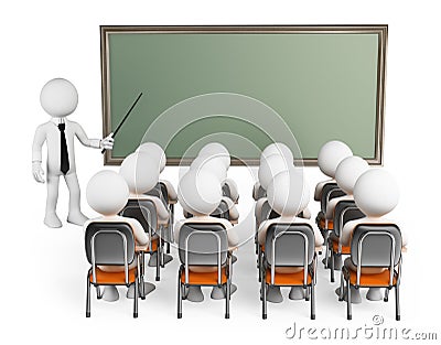 3D white people. Students in class Stock Photo