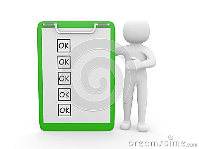 3d white person with blank notepad. 3d image Stock Photo