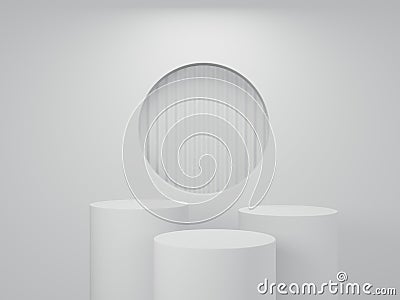 3D White podium minimal white color background Cartoon Illustration