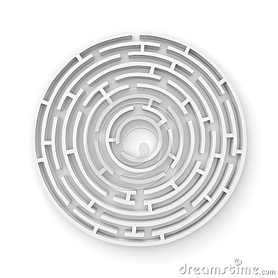 3D white round maze consruction isolated on white background Stock Photo