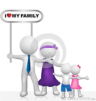 3D white small people family logo vector Vector Illustration