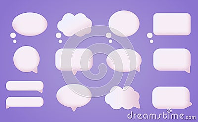 3d white speech bubble, social media chat message icon. Empty text bubbles in various shapes, comment, dialogue balloon Vector Illustration