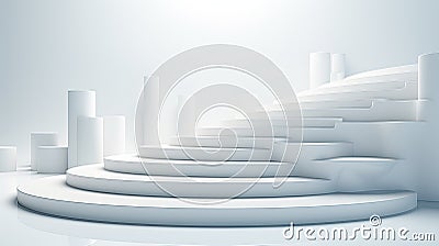 3D White Staircase Podium - AI Generated Stock Photo