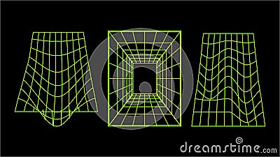3D wireframe models of objects Network line. Vector Illustration