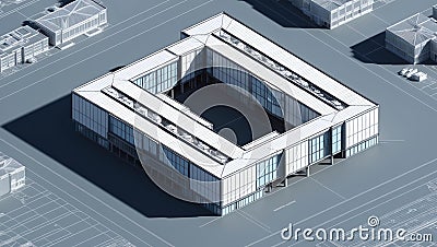 3d wireframe render of a mixeduse complex architecture ai generated Stock Photo