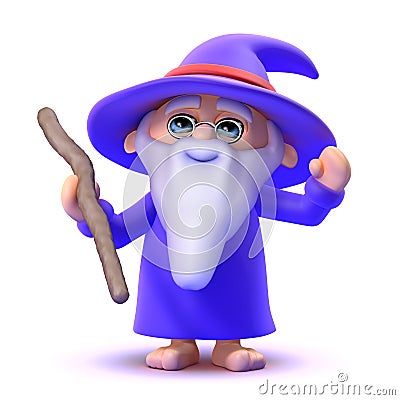 3d Wizard casts a spell Stock Photo