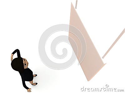 3d woman looking at billboard and pondering concept Stock Photo