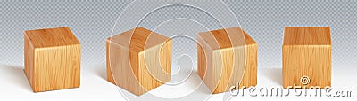 3d wood cube block to play game realistic vector Vector Illustration