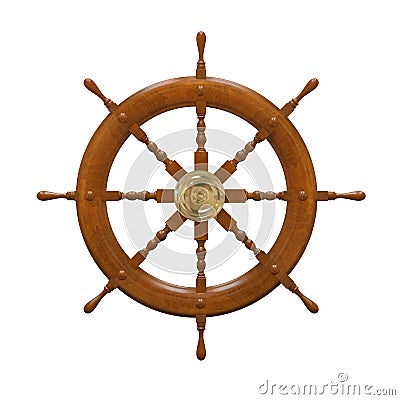 3d wooden ship steering wheel Cartoon Illustration