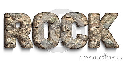 3D Word Rock Isolated on a White Background Stock Photo