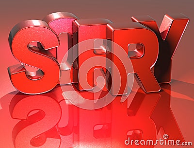 3D Word Sorry on red background Stock Photo