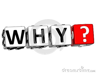 3D word Why with question mark. Stock Photo