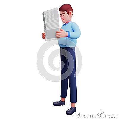 A Workman Cartoon Design reading a newspaper Stock Photo