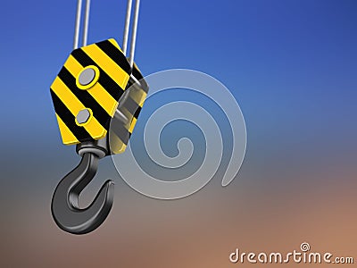 3d of yellow crane hook Cartoon Illustration