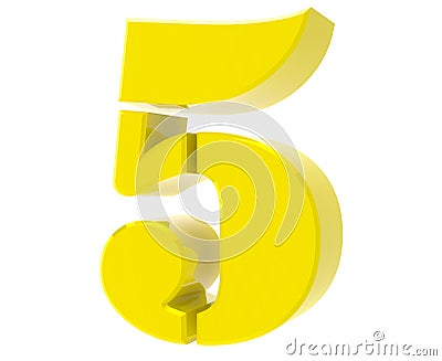 3d yellow number 5 EXPLANATION word isolated on white background 3d renderingon white background 3d rendering Stock Photo