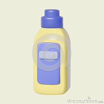 3D yellow plastic bottle with detergent isolated on a white background. Vector Illustration