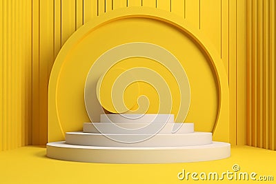 3D Yellow Podium Decoration with Geometric Elements Cartoon Illustration