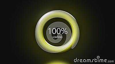 3D yellow pulsating loading bar with changing percentages. Creative. Circular graph animation with the percentage Stock Photo