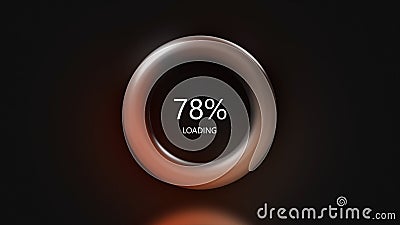 3D yellow pulsating loading bar with changing percentages. Creative. Circular graph animation with the percentage Stock Photo