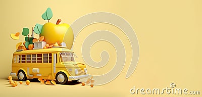 3d yellow schoolbus Stock Photo