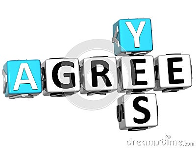 3D Yes Agree Crossword Stock Photo