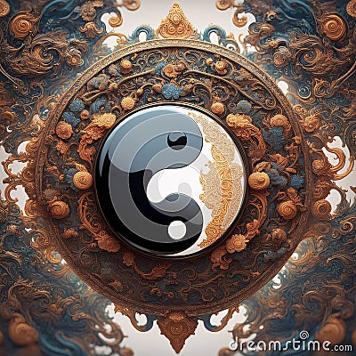 3D Ying Yang Painting Stock Photo