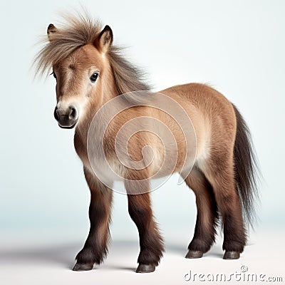 Lifelike Representation Of A Shetland Pony Horse On White Background Stock Photo