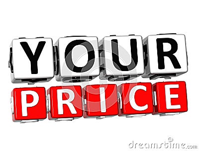3D Your Price Button Click Here Block Text Stock Photo
