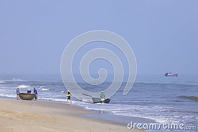 Da Nang, Vietnam - 16 January 2020: The traditional basket fishing boat Editorial Stock Photo