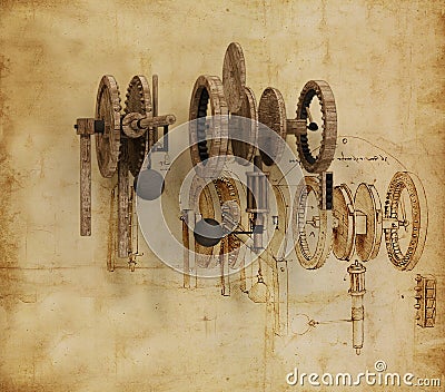 Da Vinci Gears (2) Stock Photo