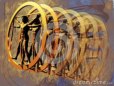 Da Vinci and vitruvian man Editorial Stock Photo