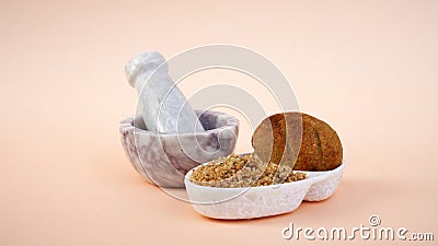 Daal Baati Churma is a popular Healthy food from Rajasthan, India Stock Photo