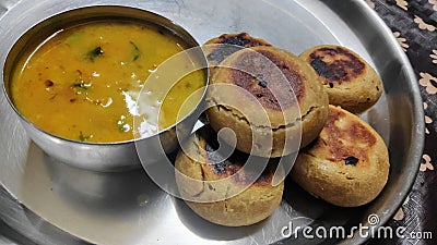 Daal baati served dish Stock Photo