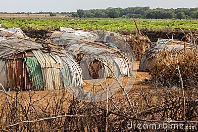 Daasanach tribe village near Omorate, Ethiop Stock Photo