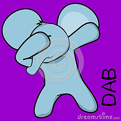 Dab dabbing pose elephant kid cartoon Vector Illustration