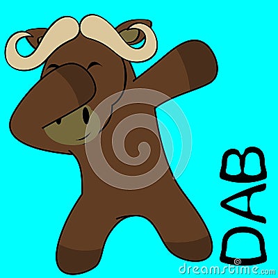 Dab dabbing pose oxen kid cartoon Vector Illustration