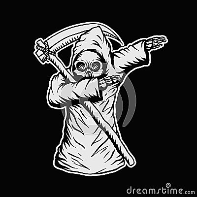 Dabbing death skull vector illustration Cartoon Illustration