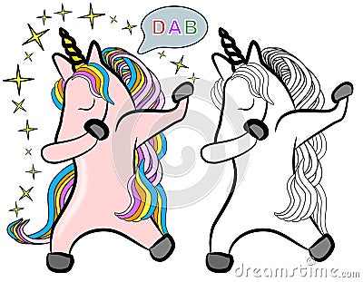 Dabbing unicorn isolated cartoon Stock Photo