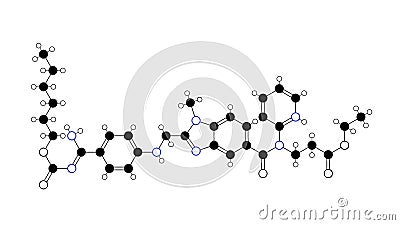 dabigatran molecule, structural chemical formula, ball-and-stick model, isolated image direct thrombin inhibitors Stock Photo