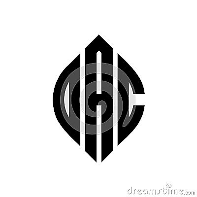DAC circle letter logo design with circle and ellipse shape. DAC ellipse letters with typographic style. The three initials form a Vector Illustration
