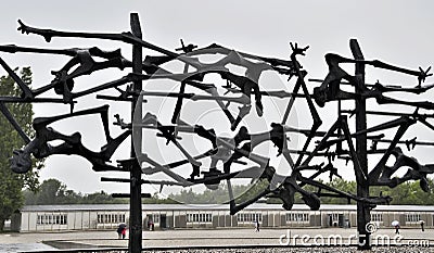 Dachau concentration camp. Memorial sculpture by Nandor Glid in memory of the prisoners who died in the camp. Editorial Stock Photo