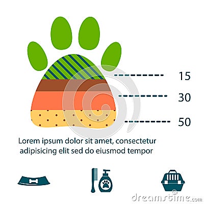 Dachshund dog playing infographic vector elements set flat style symbols puppy domestic animal illustration Vector Illustration