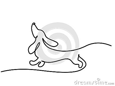 Dachshund dog running design silhouette logo one line Vector Illustration