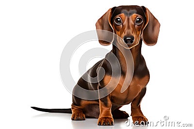 Dachshund Dog Stands On A White Background Stock Photo