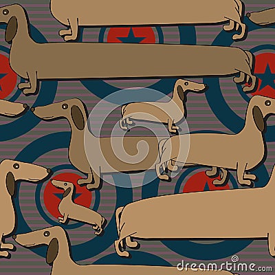 Dachshund Seamless Pattern Vector Illustration