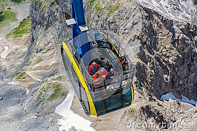 Cable car approaching the Austrian Dachstein glacier mountain stattion Editorial Stock Photo