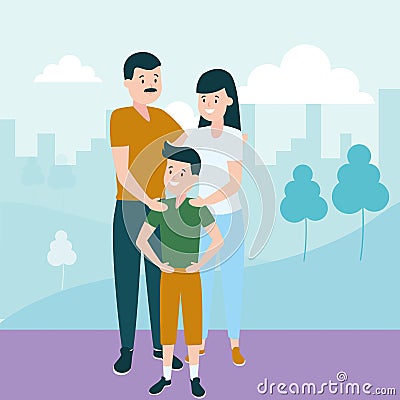 Dad mom and son Vector Illustration