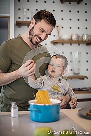 Dad always needs help Stock Photo