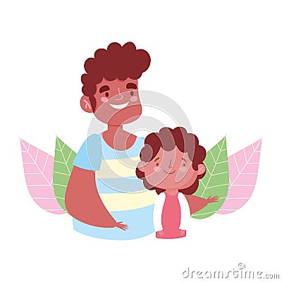 Dad and son portrait characters family day Vector Illustration