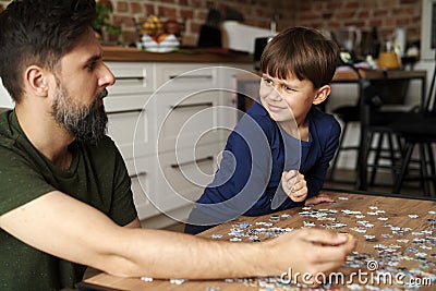 Dad and son spending time together Stock Photo